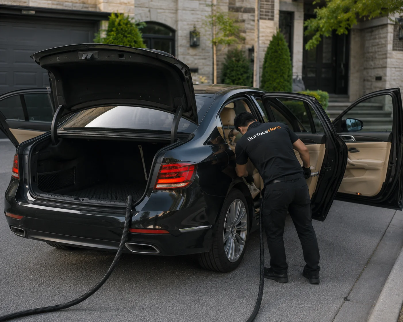 SurfaceHero specialist working on car interior in Montreal